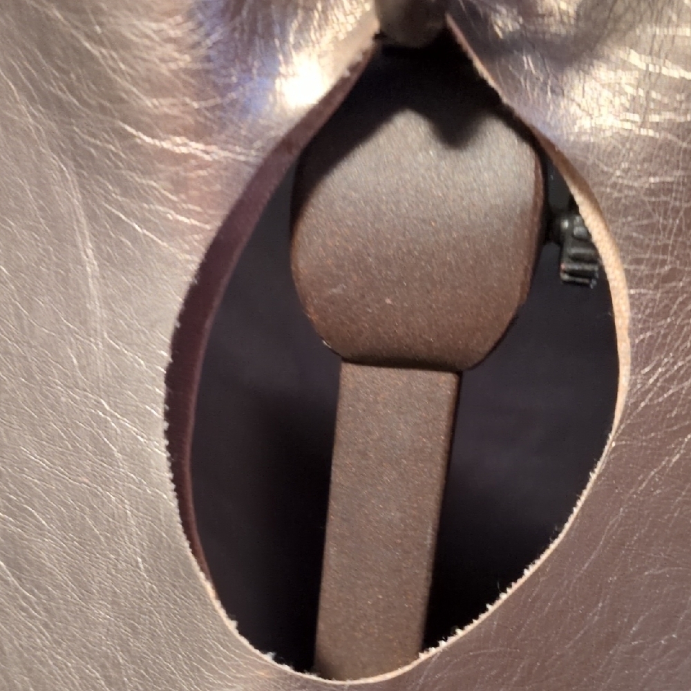 Handmade Faux Leather Silver Bronze Slouchy Tote Fold Over Clutch Bag - Picture 3 of 10